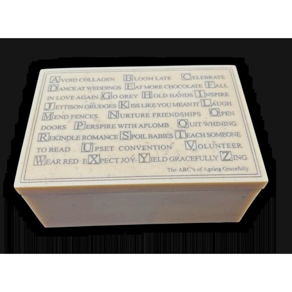 Jewelry Trinket Box etched “The ABC's of Ageing Gracefully” Marble Signed 2005 - Picture 1 of 10